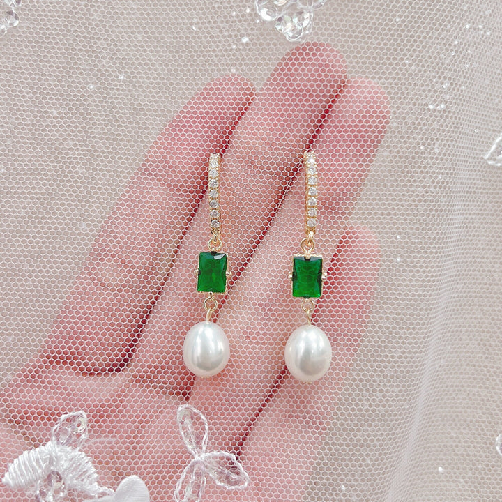 Bridal Emerald Earrings