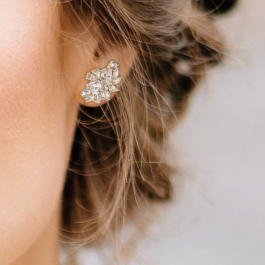 Gold CZ Bridal Earrings