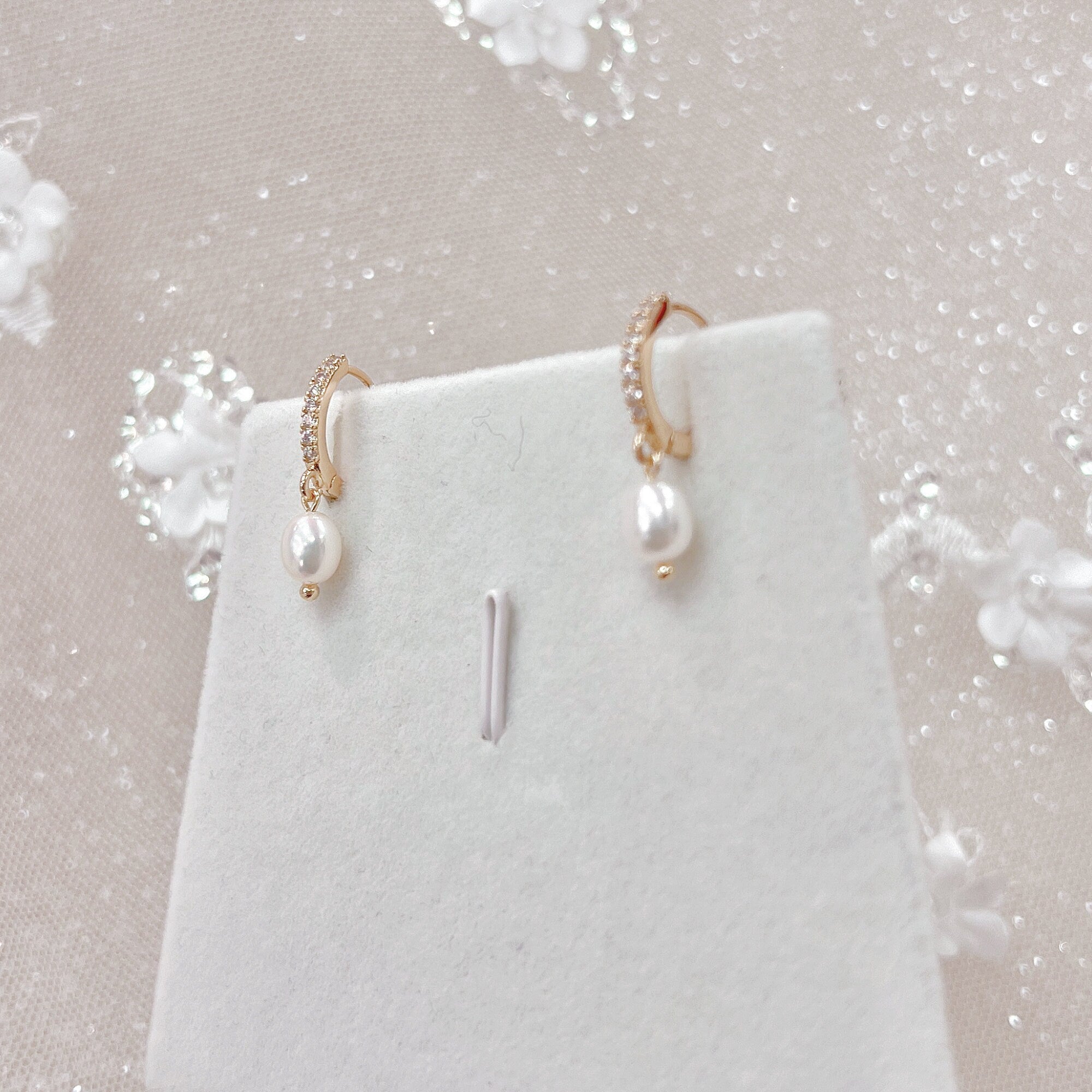 Pearl Huggie Earrings