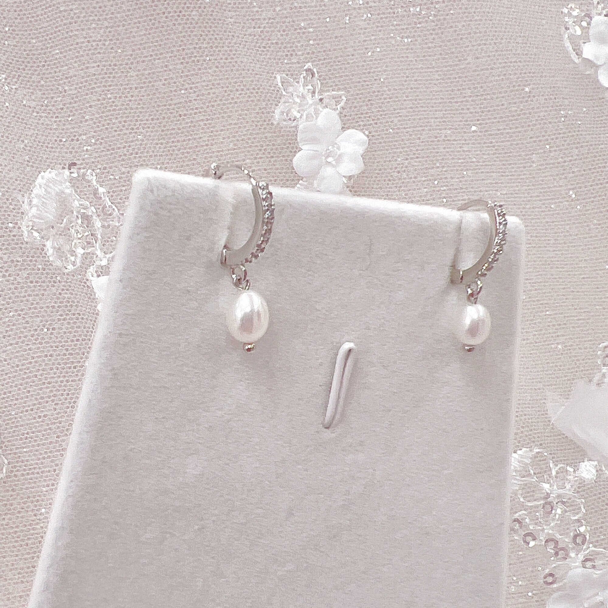 Pearl Huggie Earrings