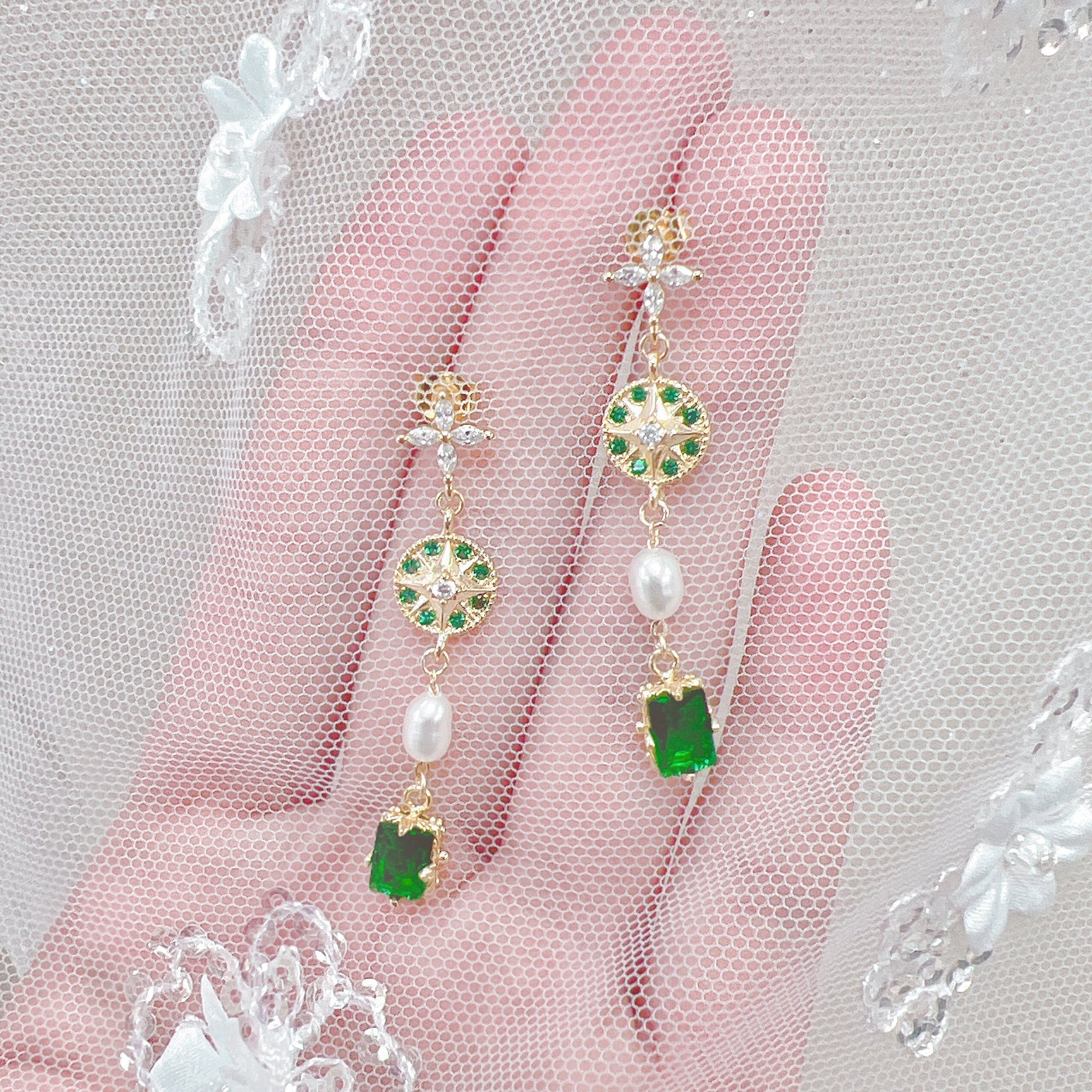 Emerald Green Wedding Earrings
