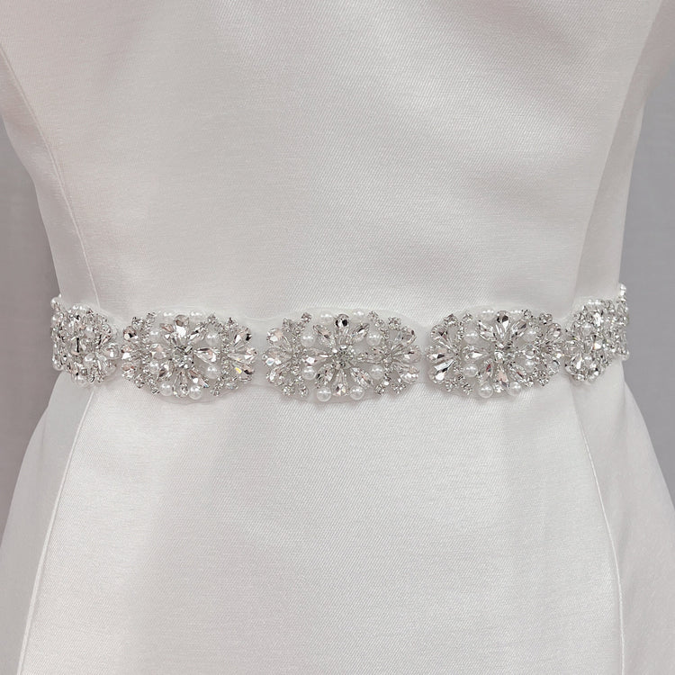silver belt wedding dress Marlowe Beaded and Crystal Vine Bridal Belt