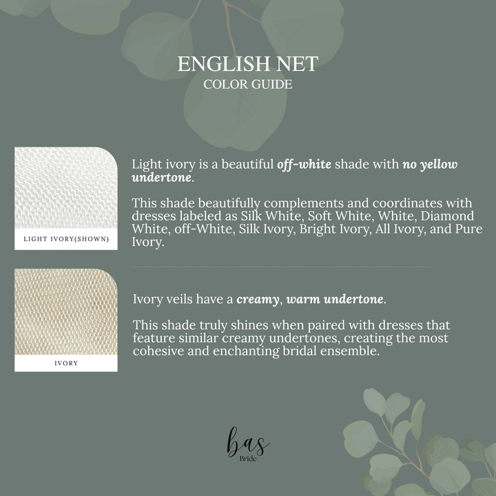 Color guide for the English net, featuring Light Ivory and Ivory swatches.
