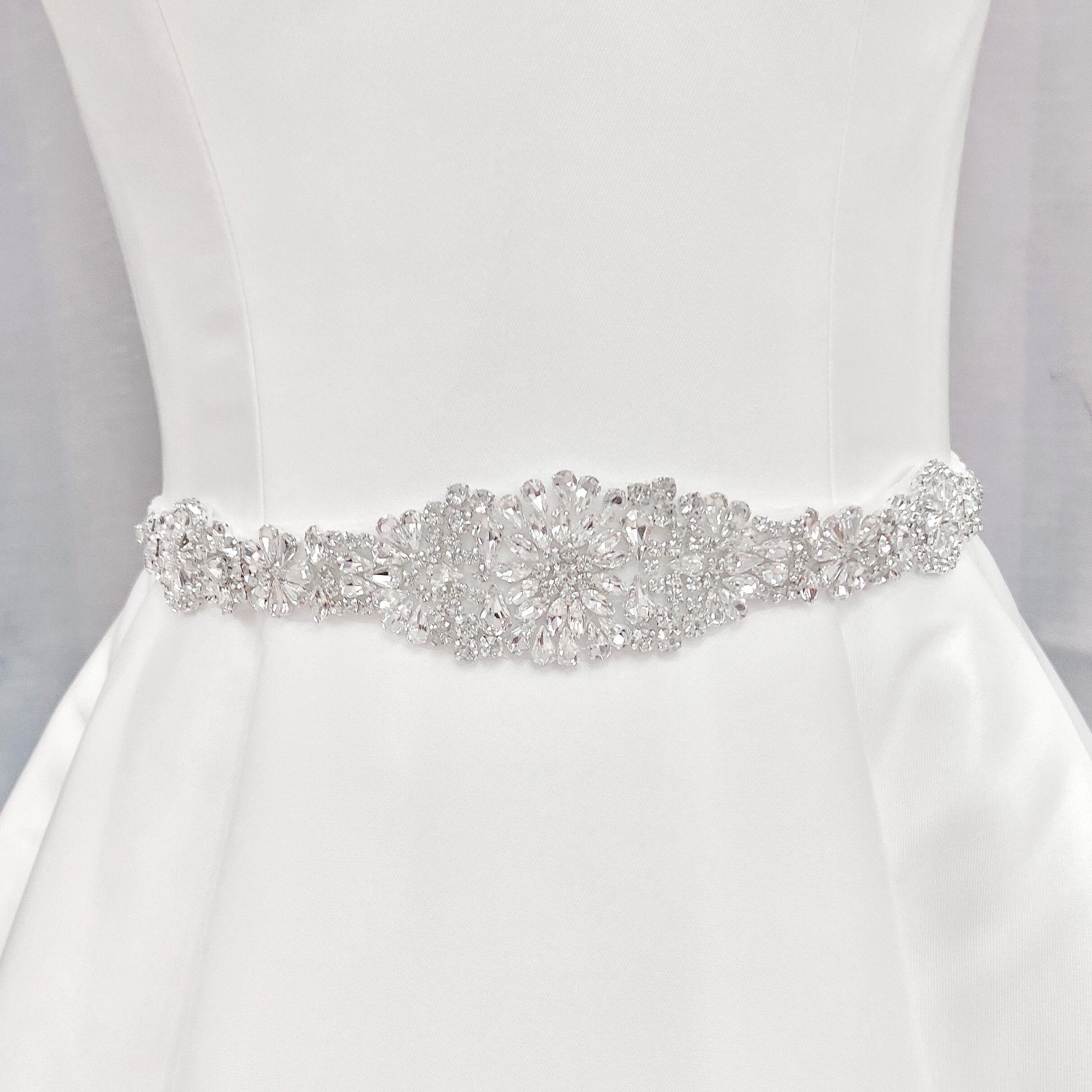 Decorative Vintage Rhinestone Bridal Belt showcasing intricate beadwork and sparkling gems.