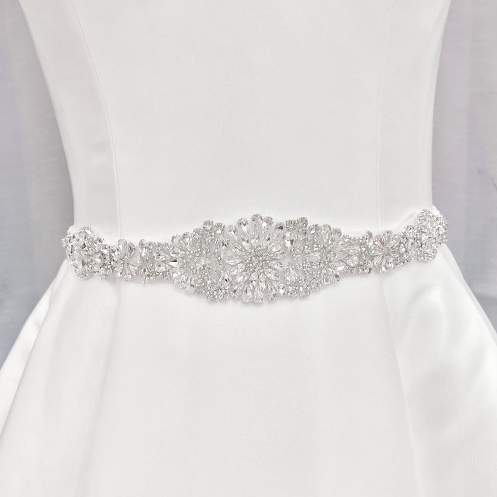 Decorative Vintage Rhinestone Bridal Belt showcasing intricate beadwork and sparkling gems.
